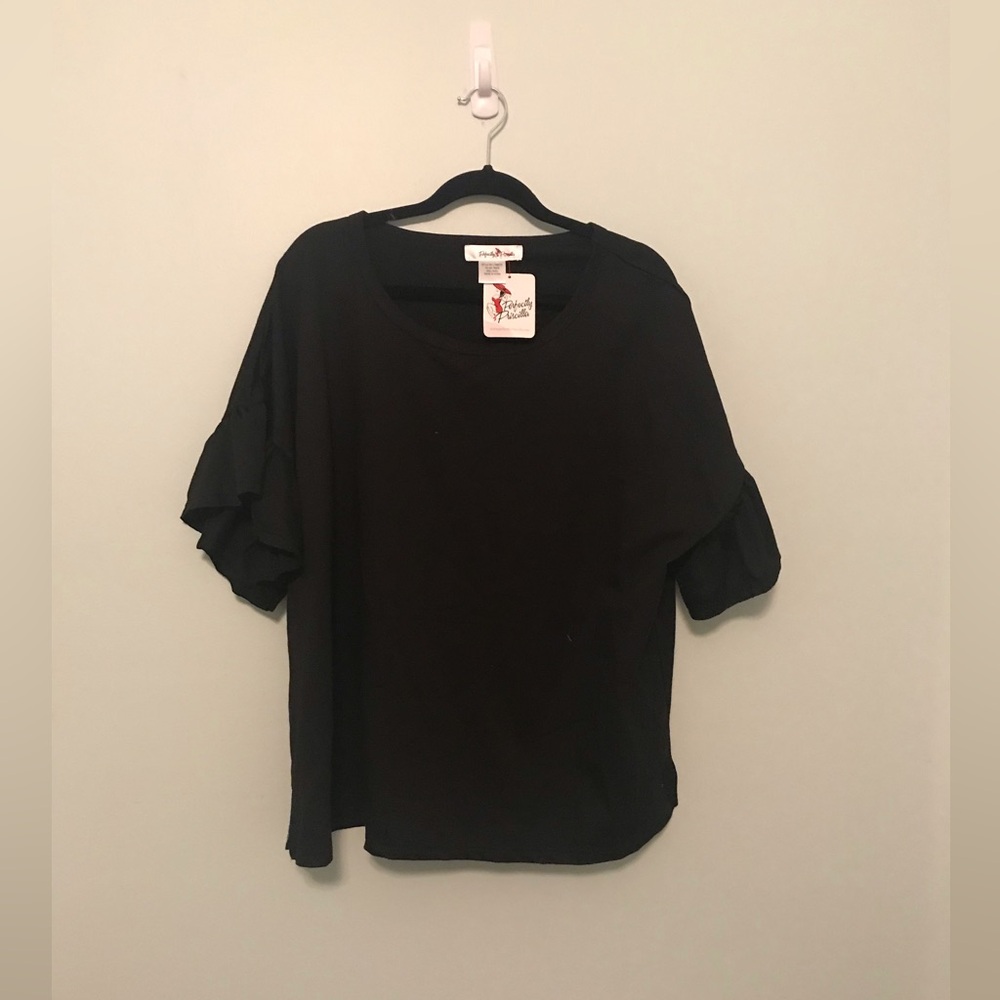 NWT Perfectly Priscilla Black Blouse - Picture 2 of 7